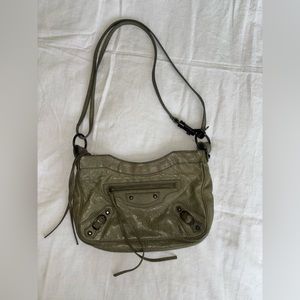 Balenciaga Hip Classic Studs Crossbody Bag Leather in Green
